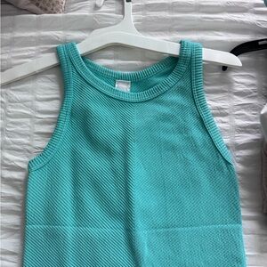 Turquoise Ribbed Crop Top